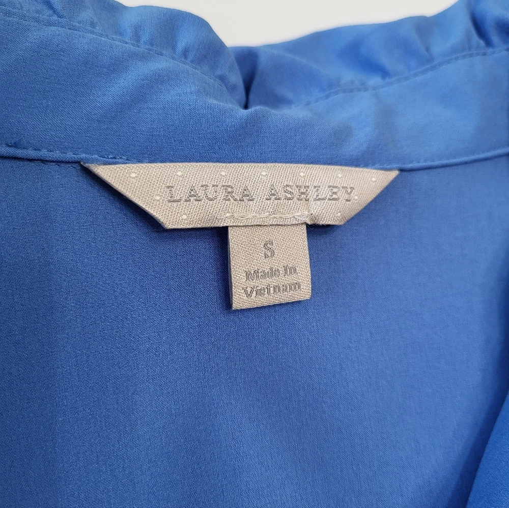 Laura Ashley Women's Small Blue Lightweight Full Zip Utility Tie Waist Jacket